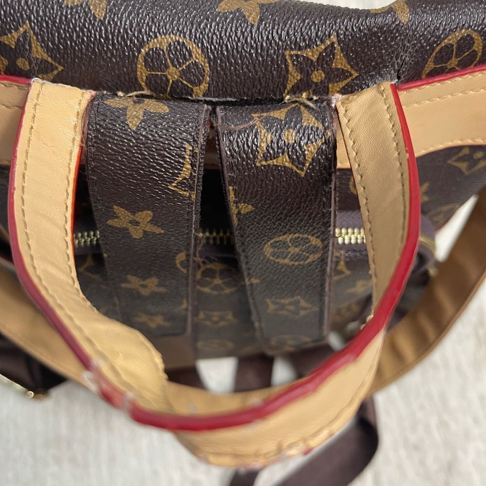 Stylish  Synthetic Brown & Gold Backpack / Shoulder bag tan trim Accents - Picture 13 of 15